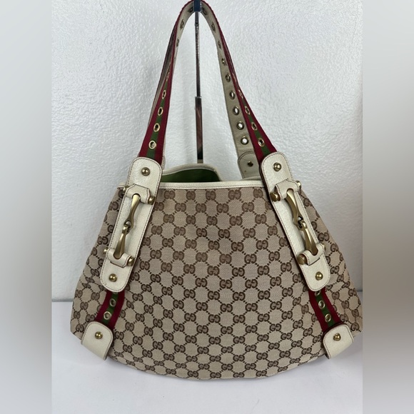 GUCCI Grommet Canvas GG sherryline tote bag - Picture 2 of 13